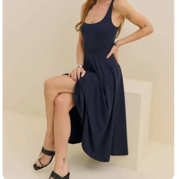 NEW Reformation Navy Knit Dress - Picture 2 of 2